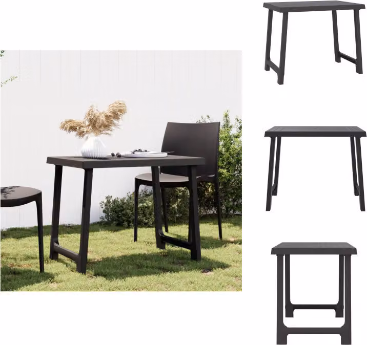 vidaXL Tavolo da campeggio antracite 79x56x64 cm PP aspetto legno - Tavoli da giardino