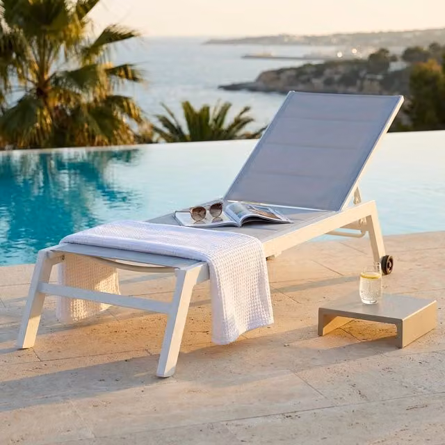 Lettino prendisole da Giardino in Alluminio Textilene cm 198x61x95 - DAVID