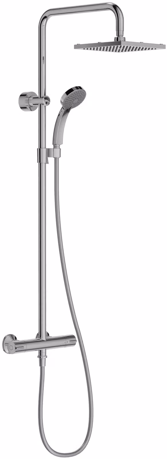 Colonna doccia termostatica, soffione da 20 cm, doccetta manuale da 90 mm, finitura cromata