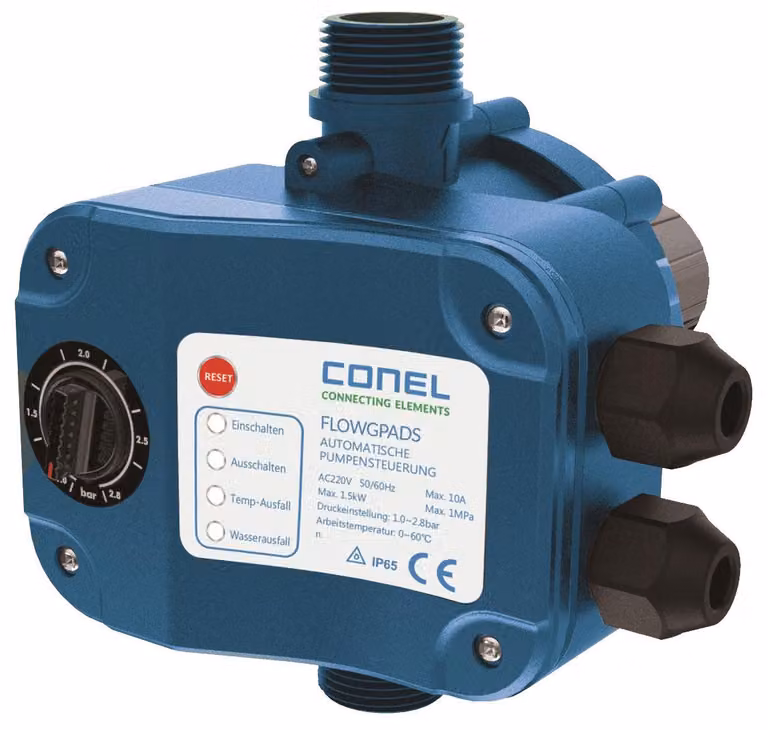 Pressostato per pompe da giardino CONEL 230 V con regolazione automatica della pressione