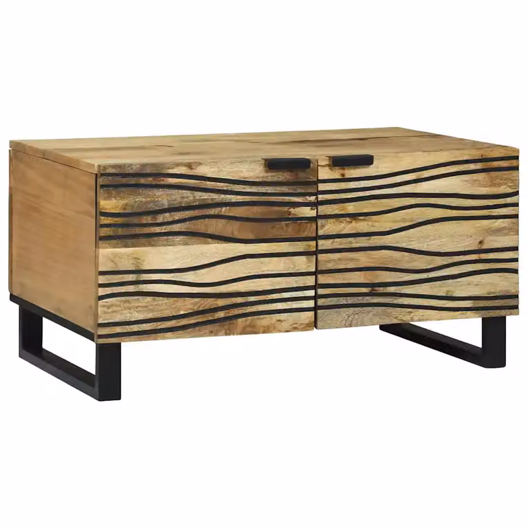 vidaXL Tavolino da salotto in legno di acacia e metallo, colore marrone, L: 80 cm, P: 50 cm, H: 40 cm