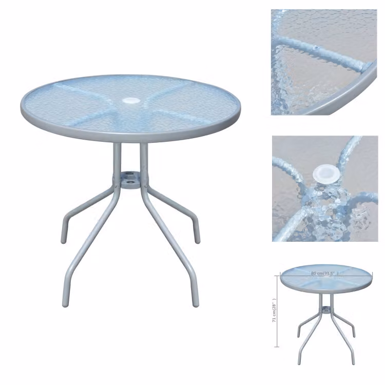 vidaXL Tavolo da giardino 80 x 71 cm in acciaio rotondo grigio -  Tavoli da giardino