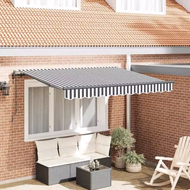 Tenda retrattile-Tenda parasole per balcone Antracite 350 x 200 cm Tessuto 892389