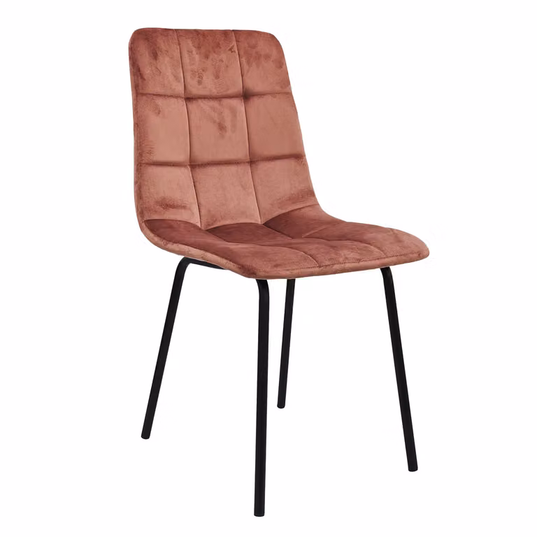 Sedia Imbottita in Velluto Rosa con Gambe in Metallo Vestiamo Casa H85 x L44 x P40 cm