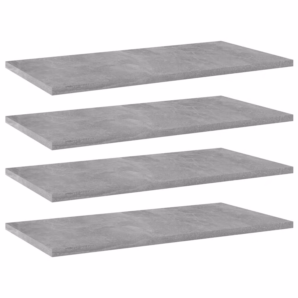 Set di 4 ripiani per libreria da parete vidaXL in multistrato, colore grigio cemento, L 60 cm x P 30 cm x H 1,5 cm