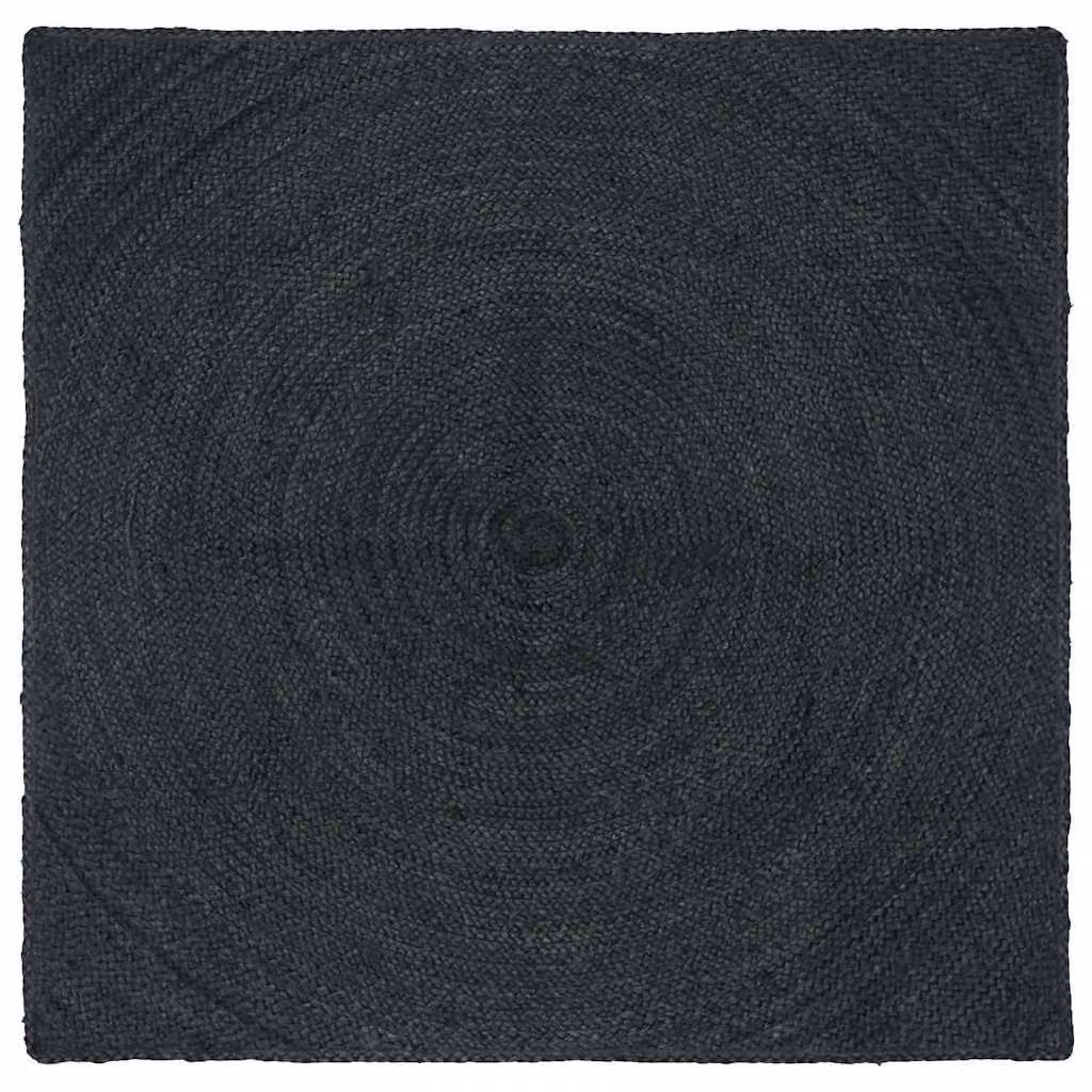Tappeto in juta vidaXL per area soggiorno, forma quadrata, colore antracite, L/P: 120 x 120 cm