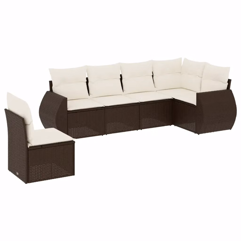 Set Divano da Giardino a L vidaXL in Polyrattan Marrone e Bianco con Cuscini e Rivestimenti Rimovibili – 2