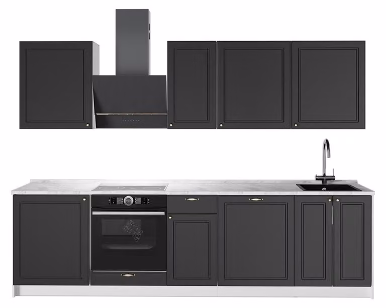 Cucina componibile Vicco Fame-Line Oro-antracite rustico/Bianco 280 cm, PL Marmo, Model 64218