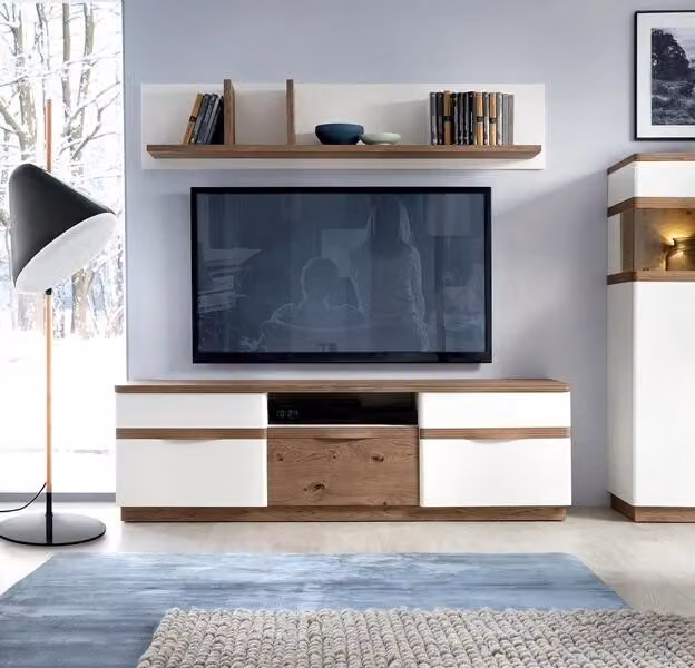 Wohnzimmer Set Modern Holzmöbel TV-Lowboard Wandregal Luxuriöses