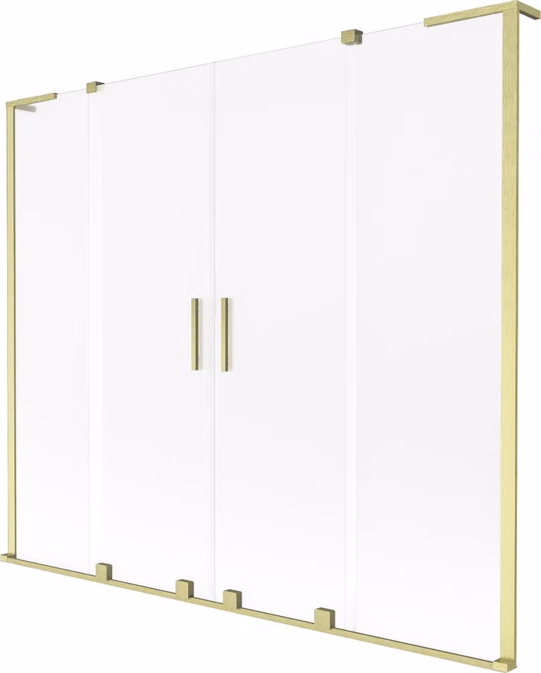 Mexen Velar L Duo paratia per vasca da bagno scorrevole a 2 ante 200 x 150 cm, smerigliato, oro spazzolato - 896-200-003-32-55