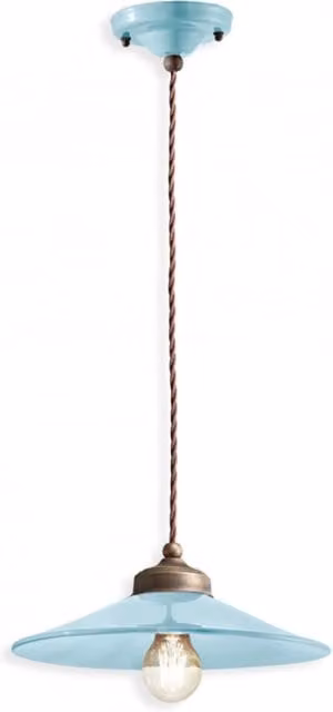 Lampadario Vintage Colors Ferro E Ceramica Azzurro 1 Luce E27 30Cm