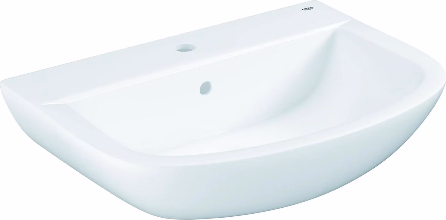 Grohe Bau Ceramic Waschtisch 65cm  wandhängend, Weiß, mit 1 Hahnloch