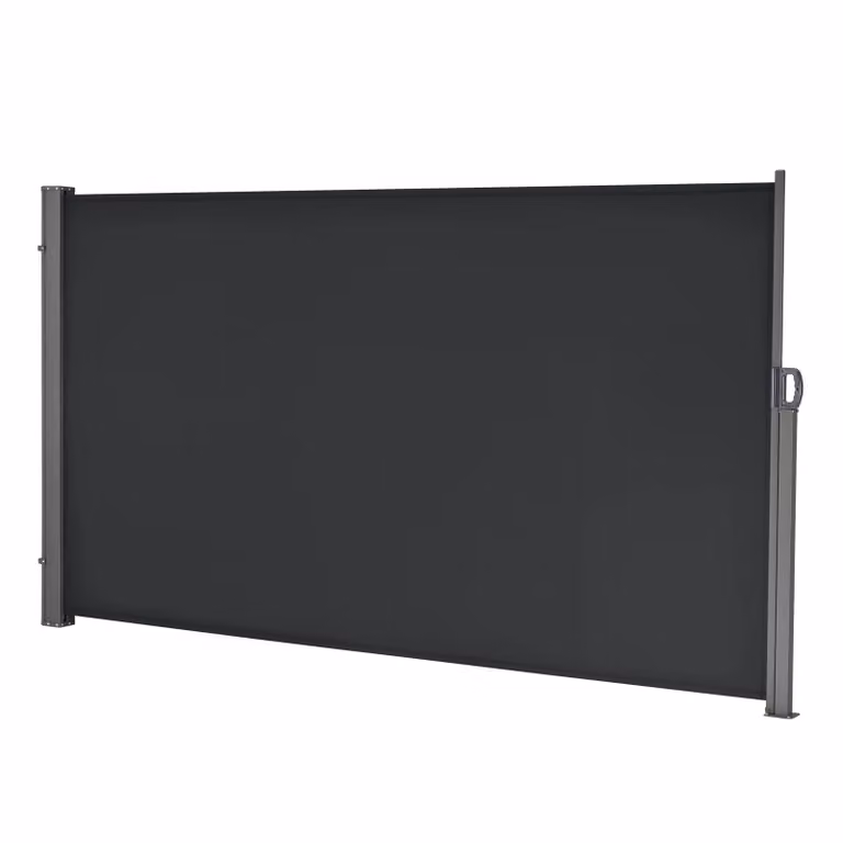Parabrezza In And OutdoorMatch Sierra - Tenda laterale estensibile - 300 x 160 cm - Antracite e nero - Acciaio e tessuto