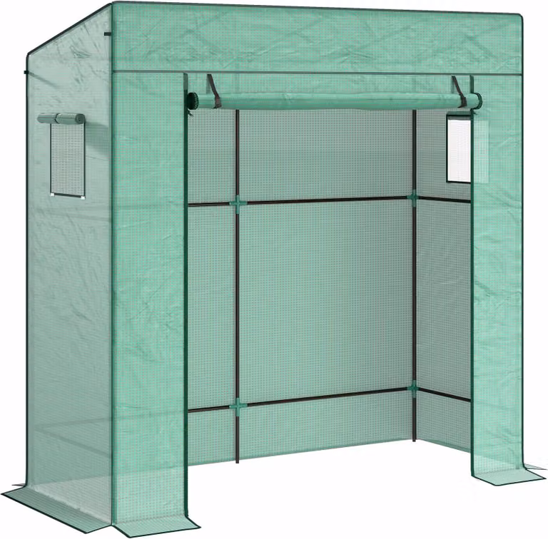 Serra per pomodori con porta avvolgibile, finestre in rete, 196x77x197 cm