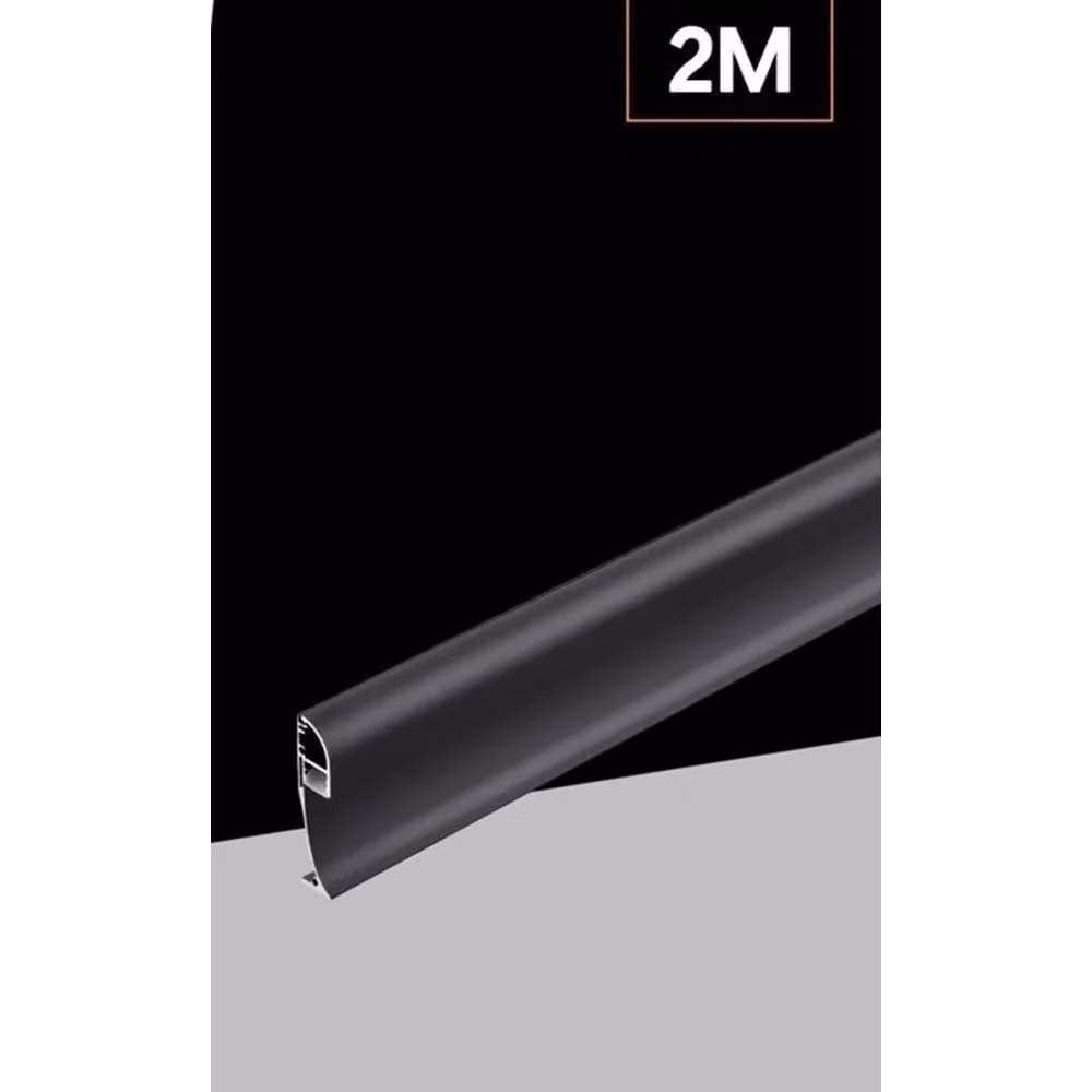 Set di 5 profili angolari Trade Shop in alluminio nero per strisce LED a superficie, lunghezza 2 mt, modello AL-34 – 2