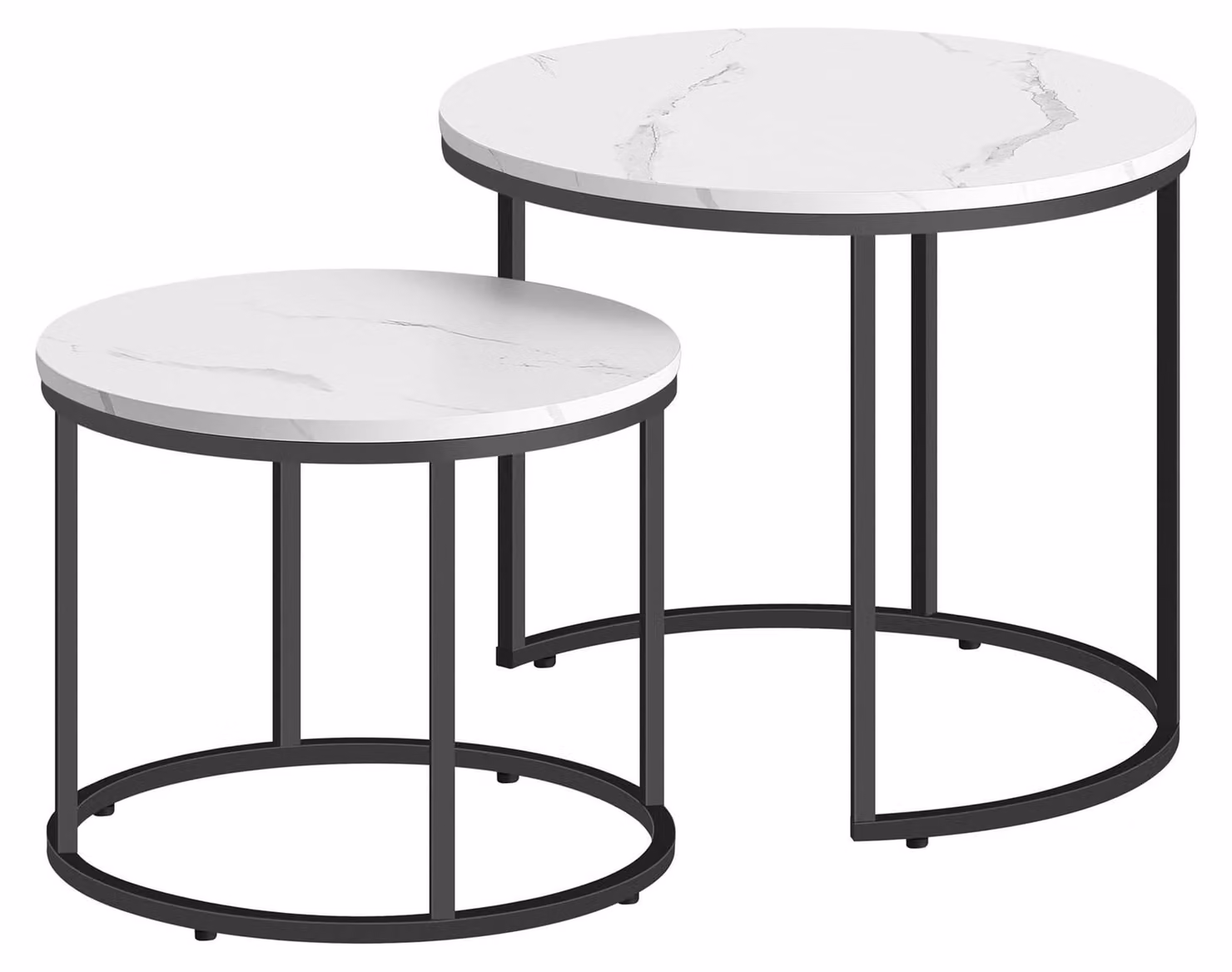 Tavolino Da Salotto - Leobert - Marmo/Gambe Nere - 53 X 45 Cm - Set Da 2