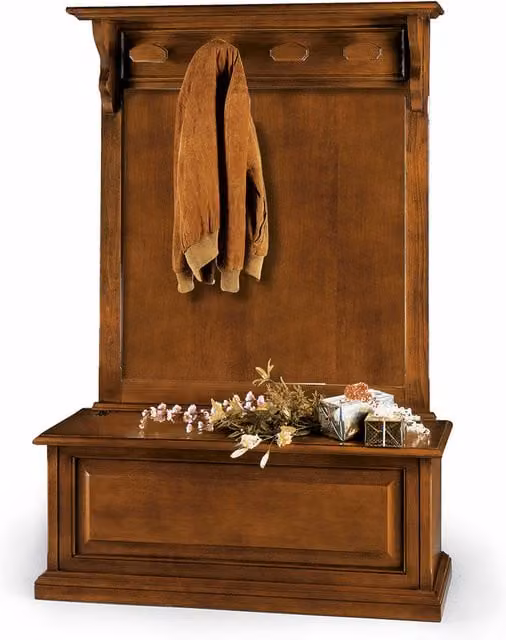 Attaccapanni con panca Mobili 2G in legno color noce L: 127 cm, P: 40 cm, H: 187 cm