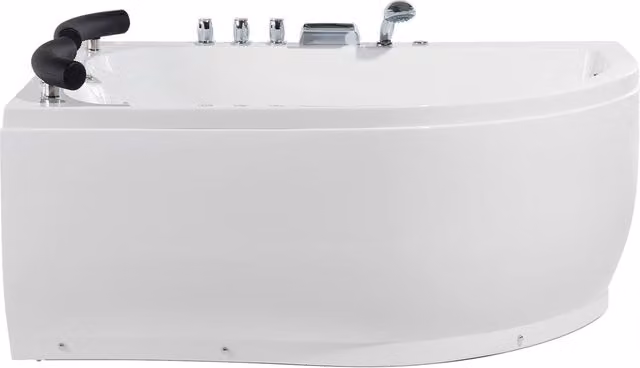 Vasca Idromassaggio Angolare in Acrilico Beliani con Luci LED Bianco Versione Destra L: 158 cm, P: 113 cm – 1