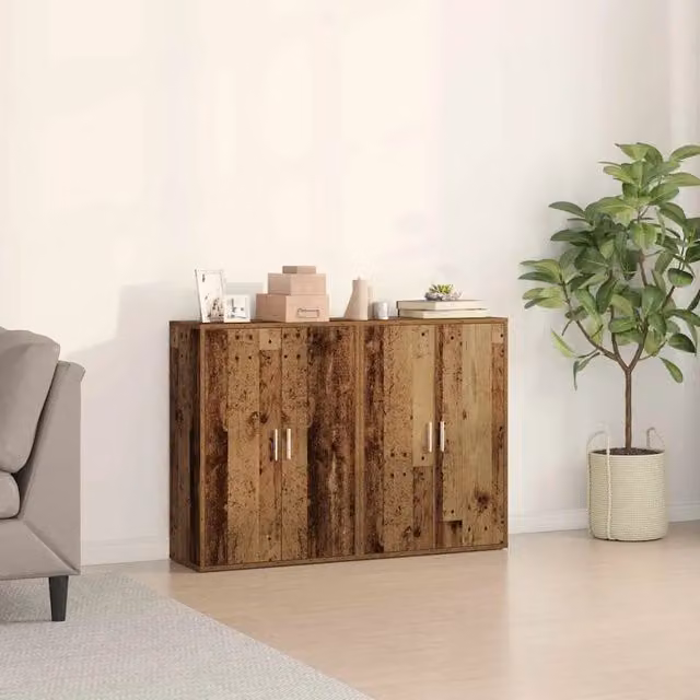 Set di 2 credenze buffet vidaXL in legno multistrato color marrone, L/P/H: 60 x 31 x 84 cm – 1