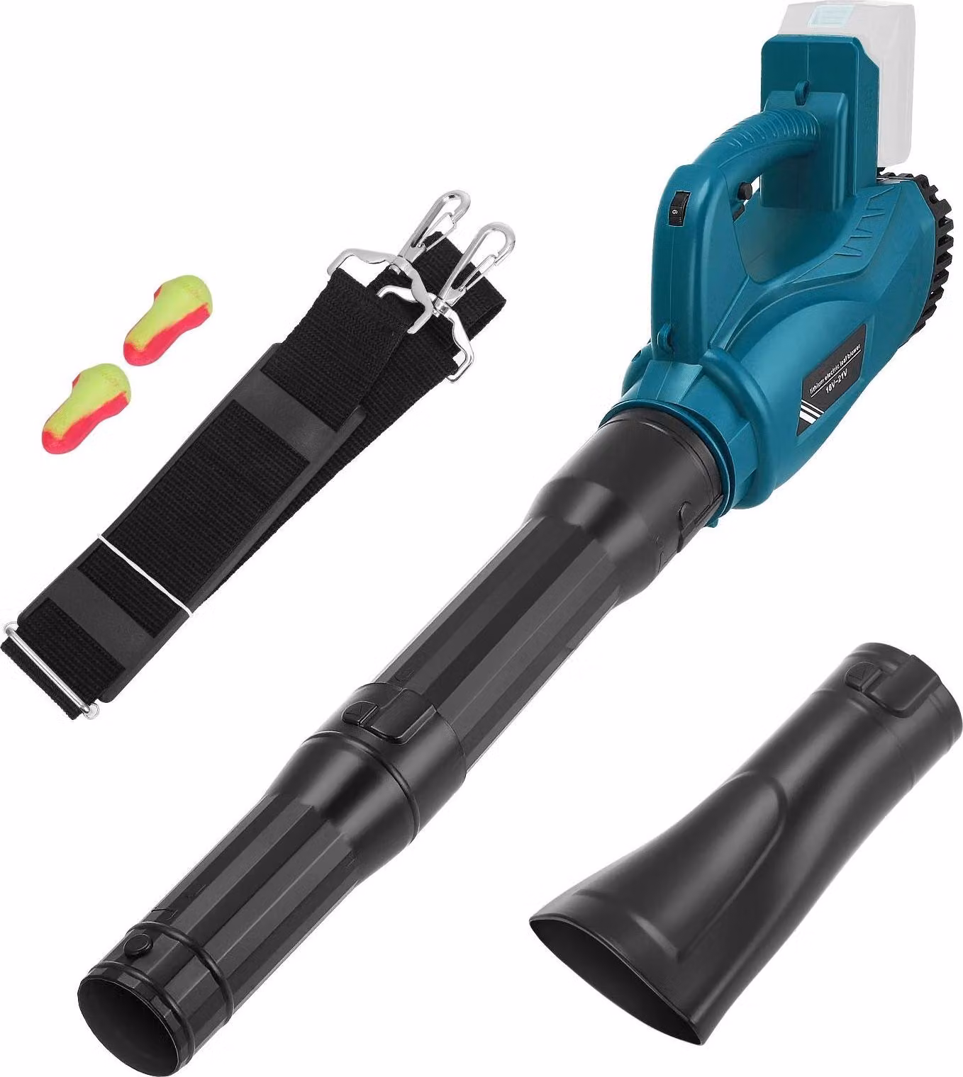 Soffiatore a batteria - Soffiatore a batteria senza fili - 6 velocità - Batteria da 18V inclusa - Velocità dell'aria fino a 297 km/h - Colore: blu