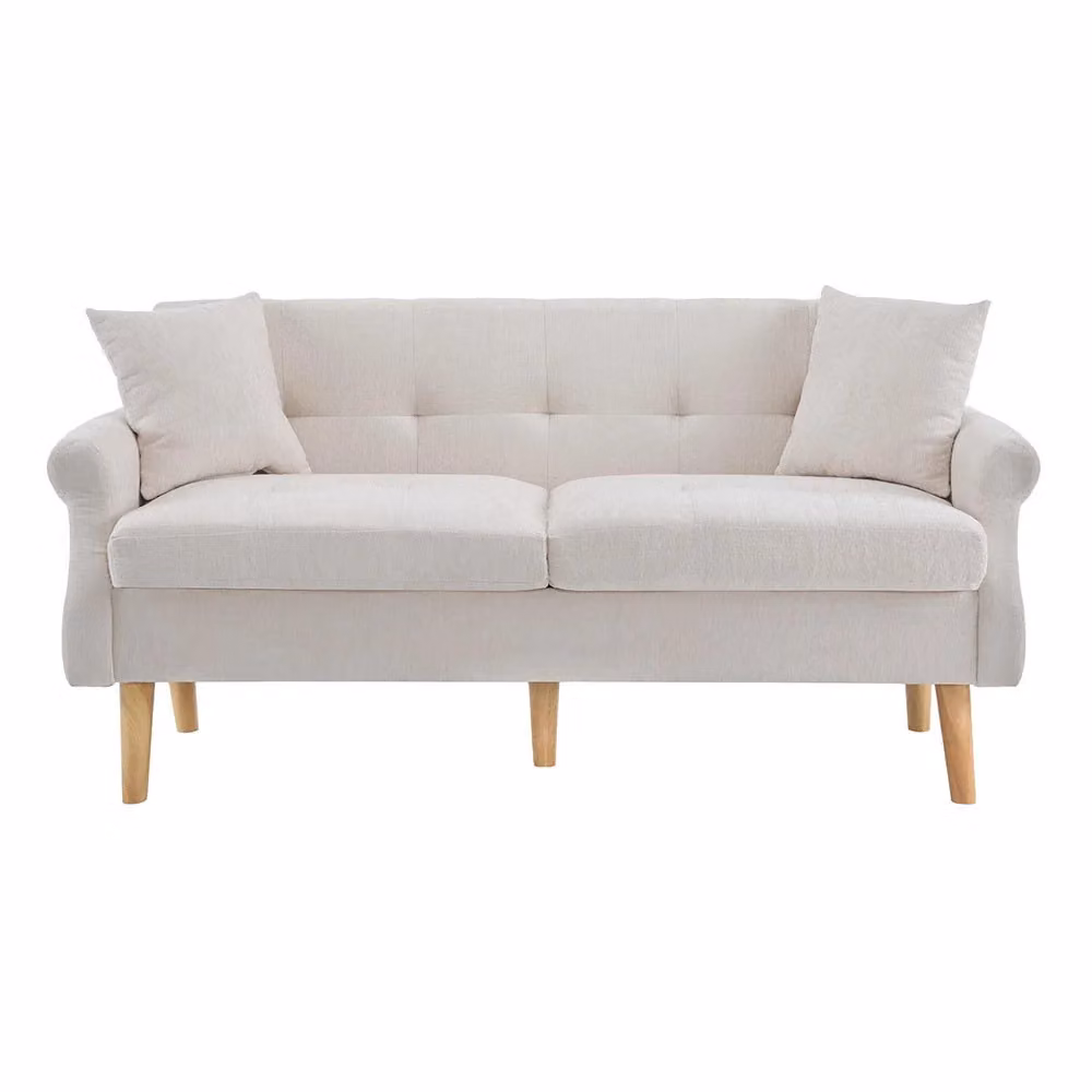 Divano 2 posti Xylo moderno in tessuto beige con cuscini inclusi – 2