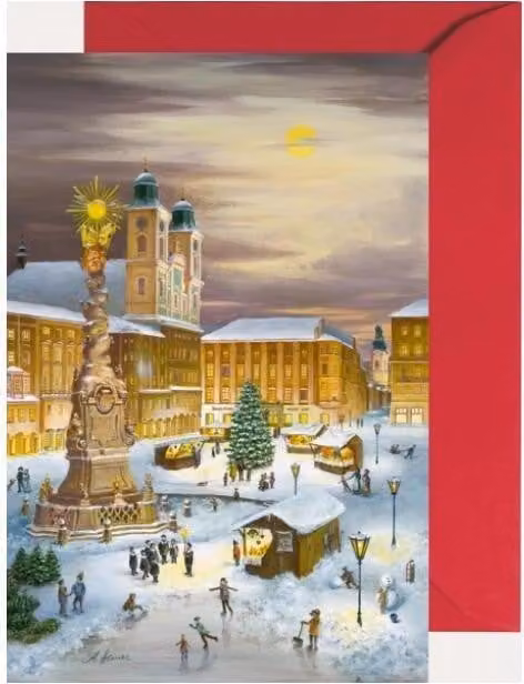 Mini calendario dell'Avvento di Linz con 24 finestrelle e motivi artistici