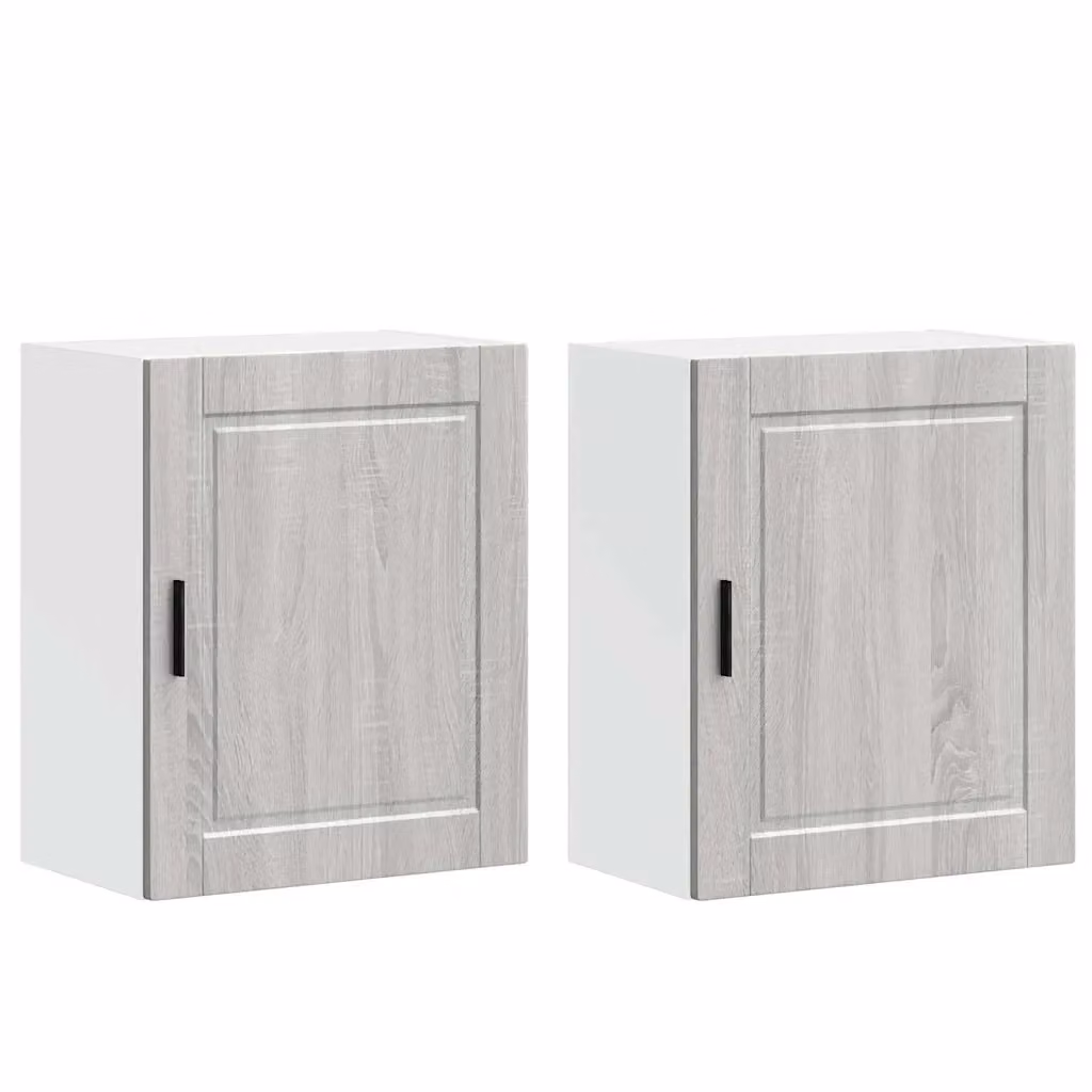 Set di 2 pensili da cucina moderni vidaXL in legno grigio opaco con ante a battente, L/P/H: 60 x 31 x 50 cm