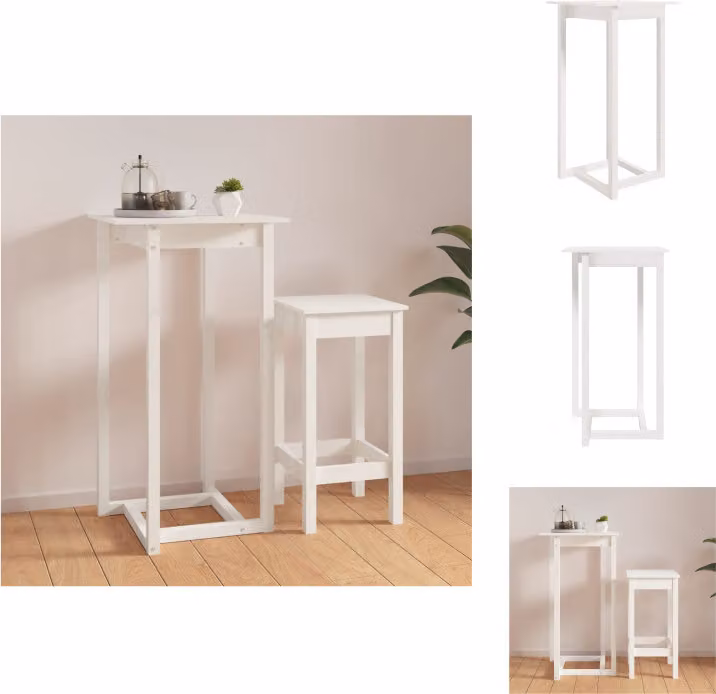vidaXL Tavolo da bar bianco 60x60x110 cm in legno di pino massiccio - Tavoli da pranzo