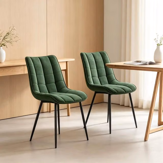 Set di 2 sedie da pranzo MIVRAY in velluto verde con gambe in metallo e legno – 1