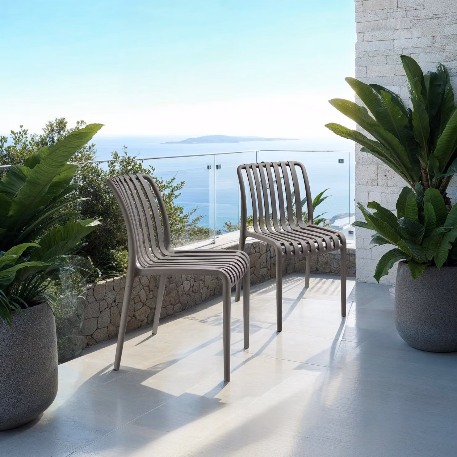 Set di 6 sedie da giardino moderne tectake, impilabili e resistenti alle intemperie, colore antracite opaco – 2