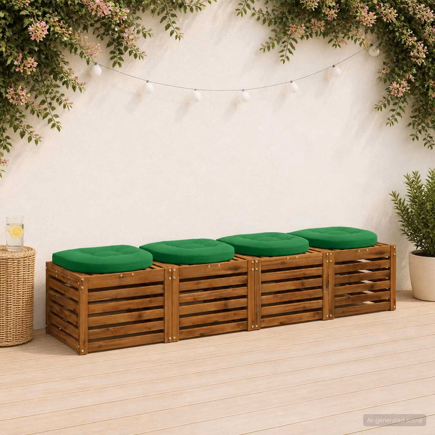 Set di 4 cuscini per sedia rotondi vidaXL in poliestere verde con imbottitura in schiuma