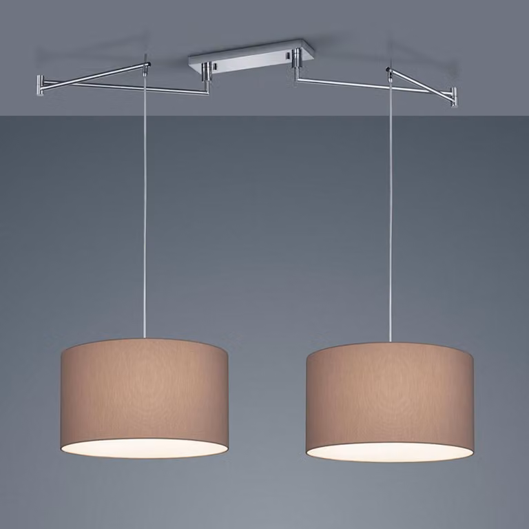 Helestra Lampada a sospensione Certo, dimmerabile, Marrone / Ruggine, Soggiorno / Sala da pranzo, Tessuto / Stoffa / Seta, Moderno, Lampada a sospensione