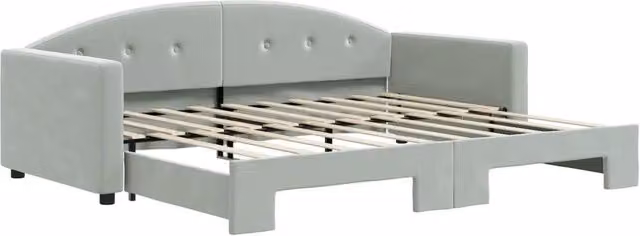 Divano letto | Sof¨¤ letto | Letto singolo Estraibile Grigio Chiaro 90x190 Velluto