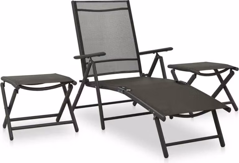 Maison Exclusive - Set da giardino a 3 pezzi in Textilene e alluminio nero