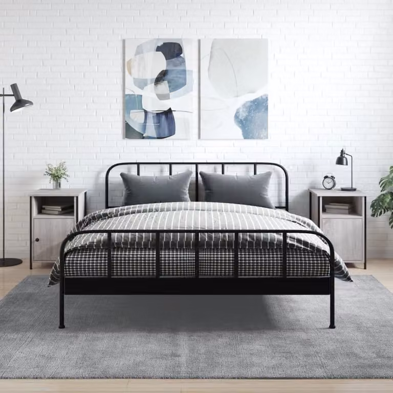 Set di 2 comodini moderni vidaXL in legno e metallo, colore grigio, da appendere al muro, L 40 cm x P 42 cm x H 60 cm