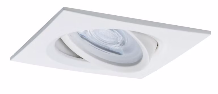 Set di faretti da incasso Paulmann Premium Nova, quadrati, orientabili, dimmerabili, LED, 1x7W, 230V, attacco GU10, 51mm, colore bianco con dettagli in alluminio e zinco
