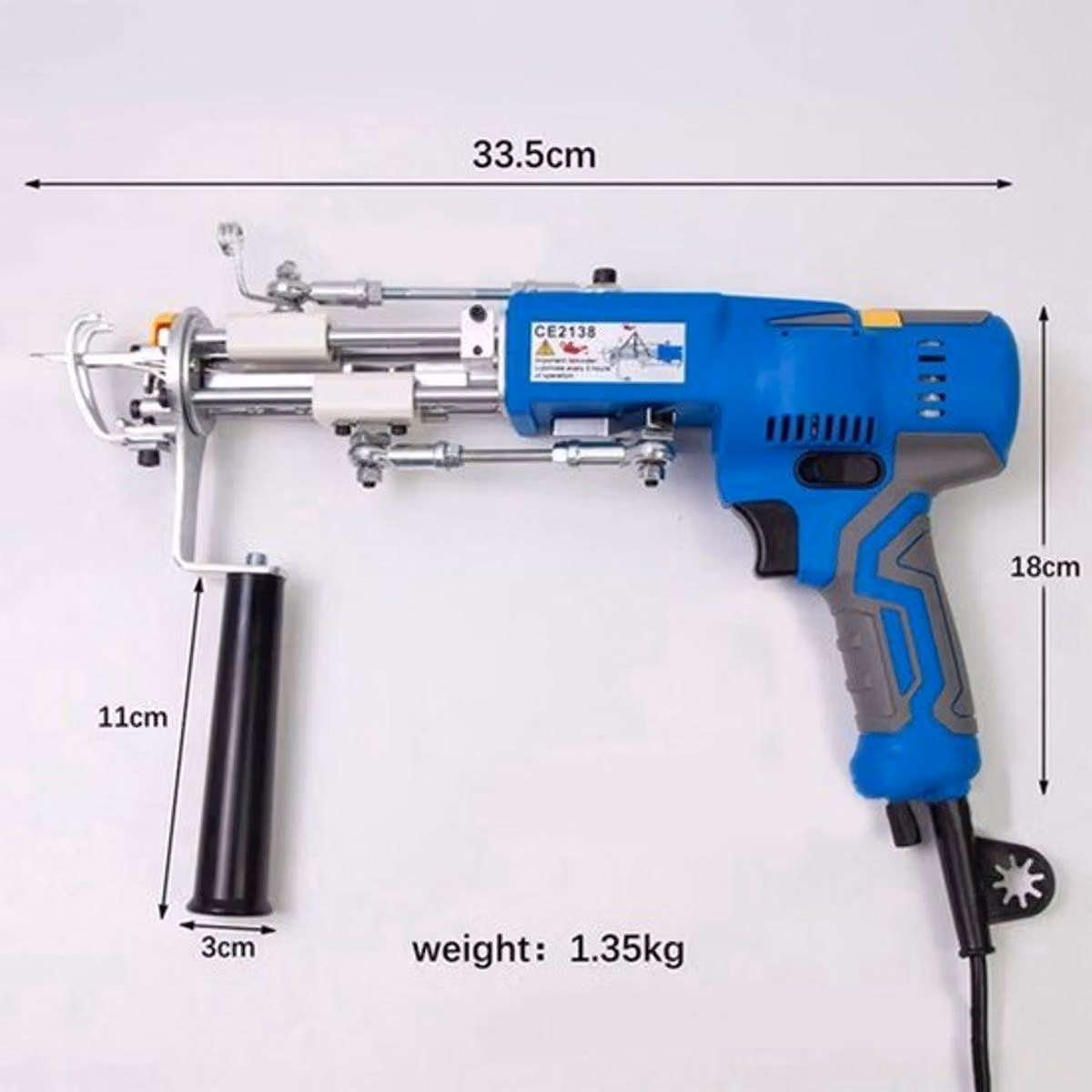 Pistola elettrica per la creazione di tappeti - Pistola per tappeti da 120W con velocità regolabile e illuminazione, ideale per lavori manuali
