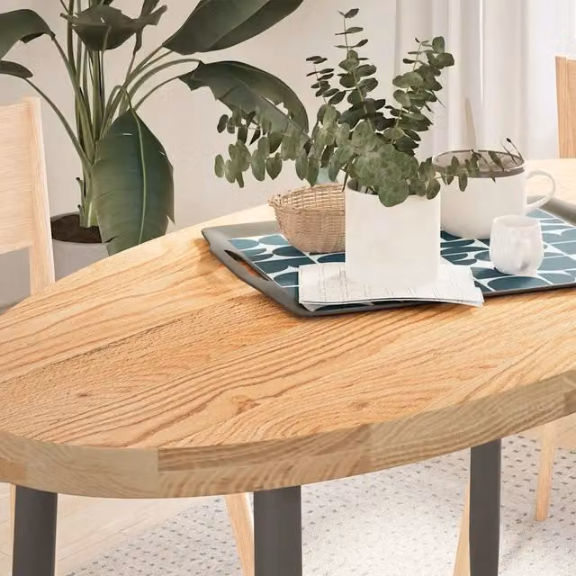 Piano per Tavolo Ovale in Rovere Massello vidaXL, Colore Marrone, L 120 cm x P 60 cm x H 4 cm – 1