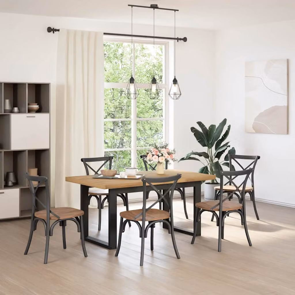 vidaXL Tavolo da Pranzo NOAIN in Legno di Pino Massello Rustico, L: 160 cm, P: 90 cm, H: 75 cm