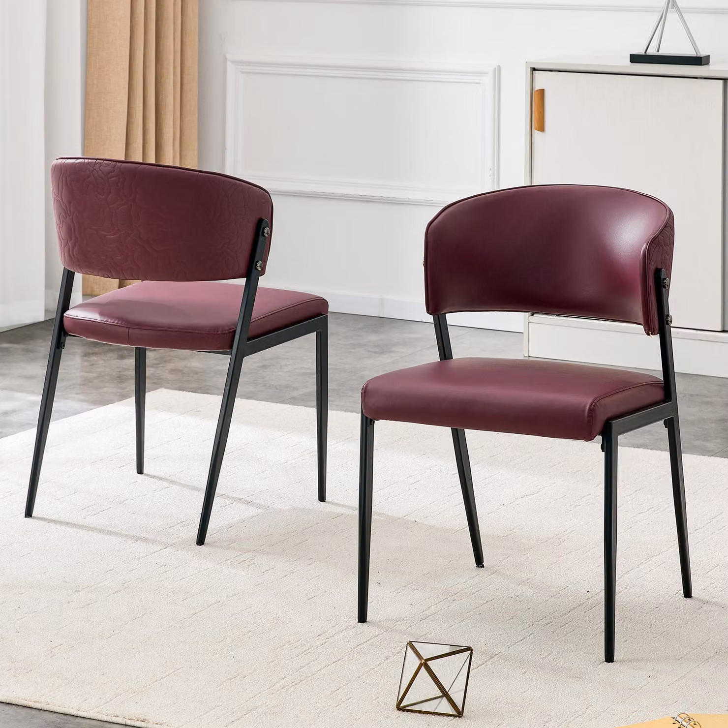 Set di 2 sedie da pranzo moderne, imbottite con struttura in metallo, schienale ergonomico, seduta in ecopelle, adatte per sala da pranzo, soggiorno o cucina - solo sedia