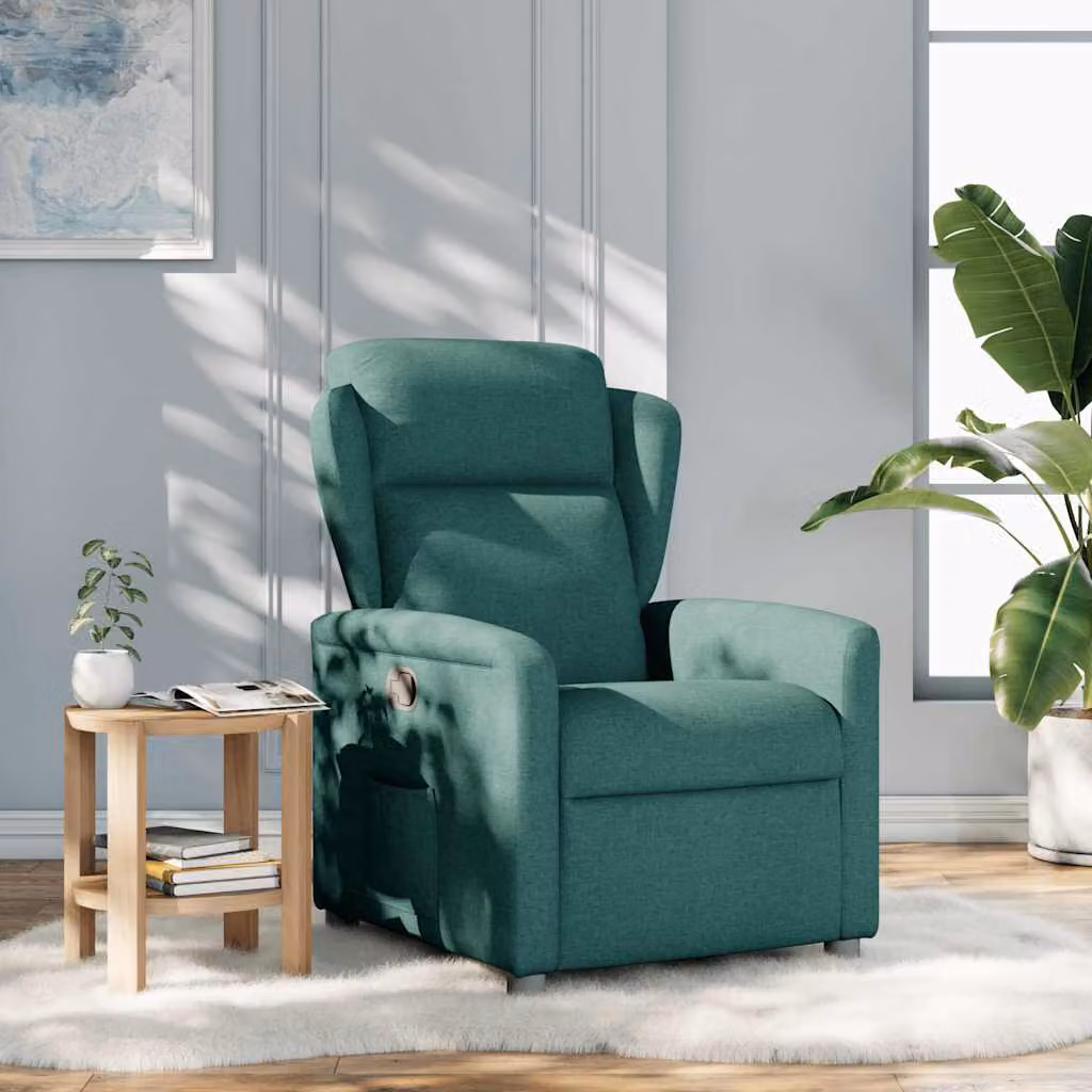 vidaXL Poltrona Reclinabile in Tessuto Verde Scuro