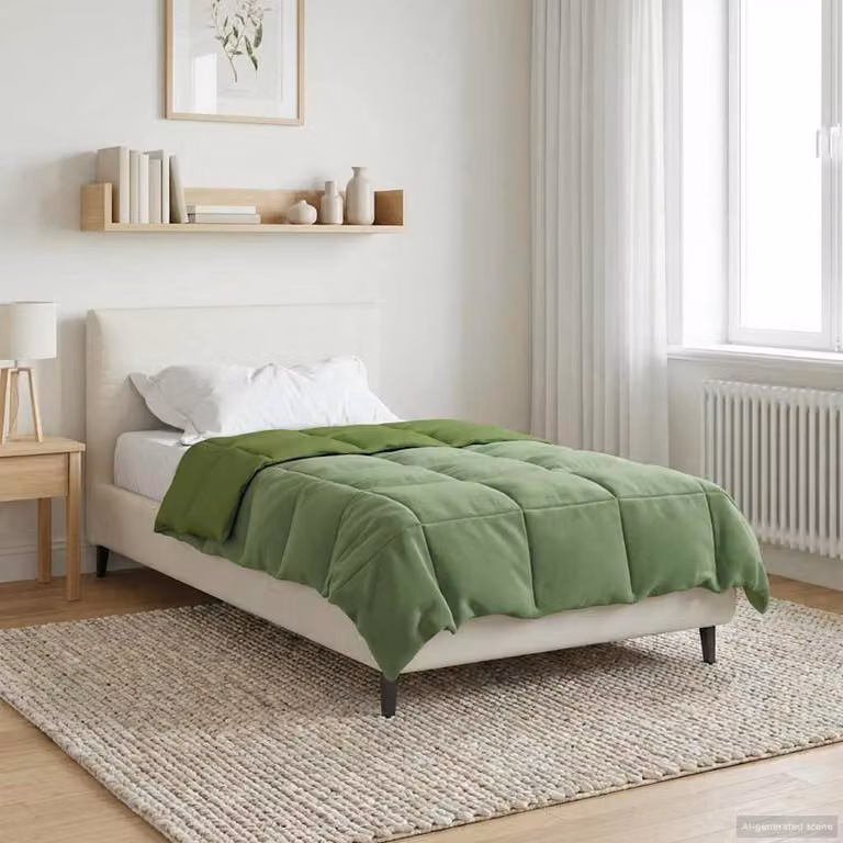 vidaXL Piumone Invernale in Microfibra Traspirabile e Reversibile, Verde, L/P: 155 x 220 cm