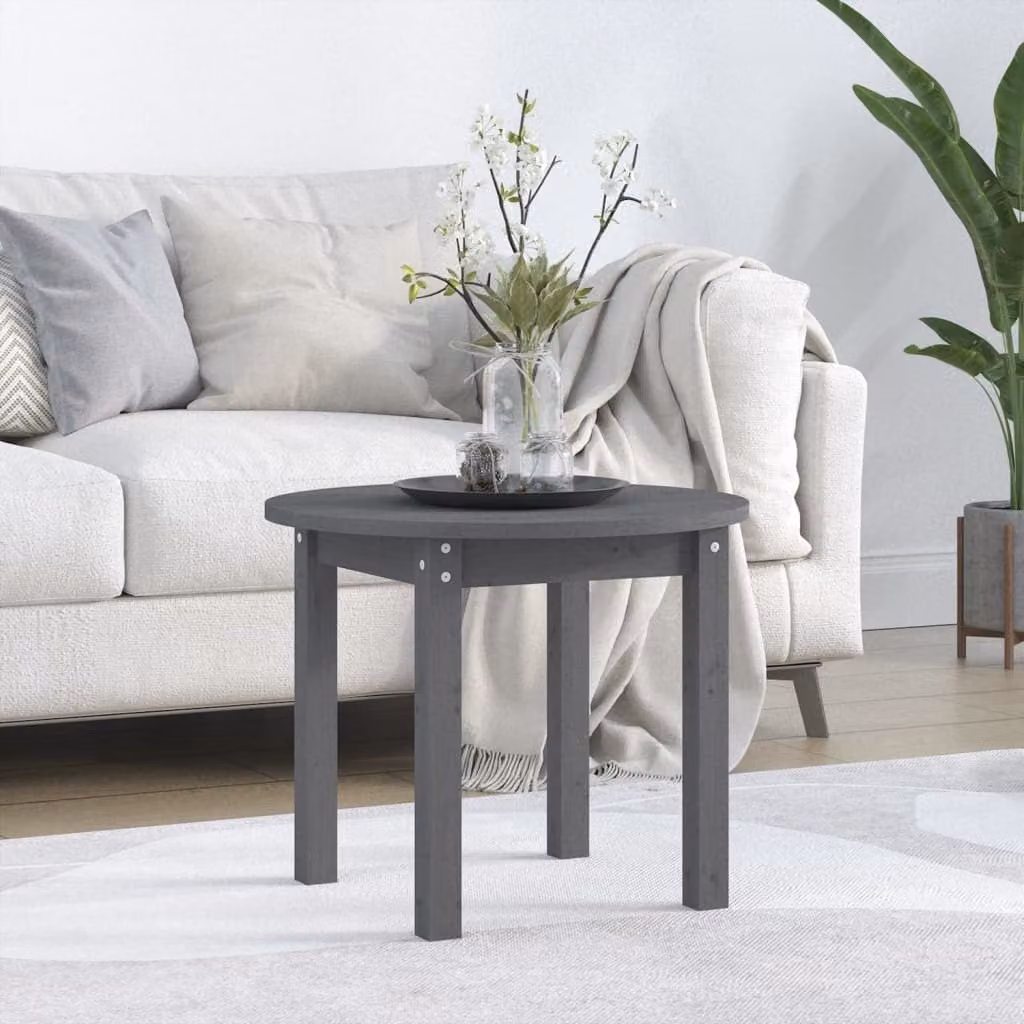 Maison Exclusive - Tavolino grigio Ø 55x45 cm in legno massello di pino