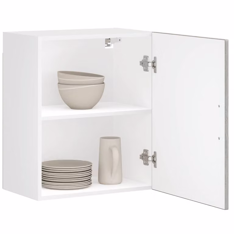 Pensile da cucina moderno vidaXL in MDF bianco e grigio con ante a battente e ripiani interni L 60,0 cm x P 31,0 cm x H 50,0 cm