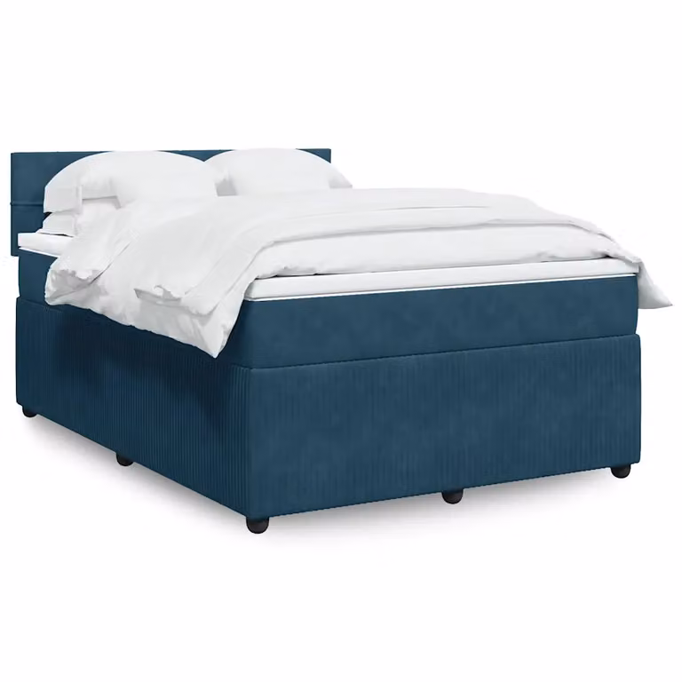 vidaXL Giroletto a Molle con Materasso Blu 160x200 cm in Velluto