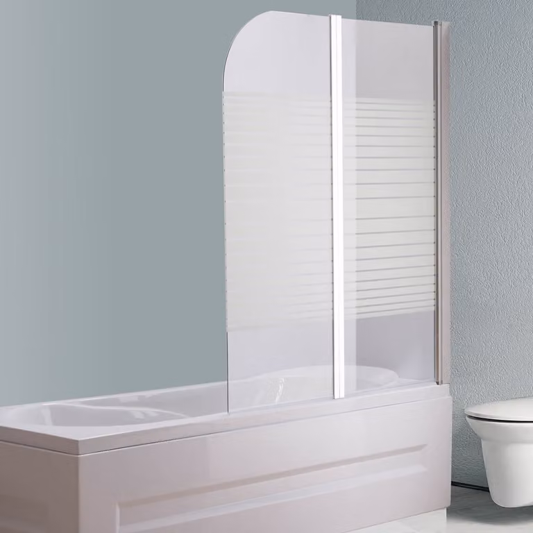 Parete pieghevole per vasca da bagno in vetro smerigliato ESG 141x117 cm pieghevole con profilo cromato e guarnizione