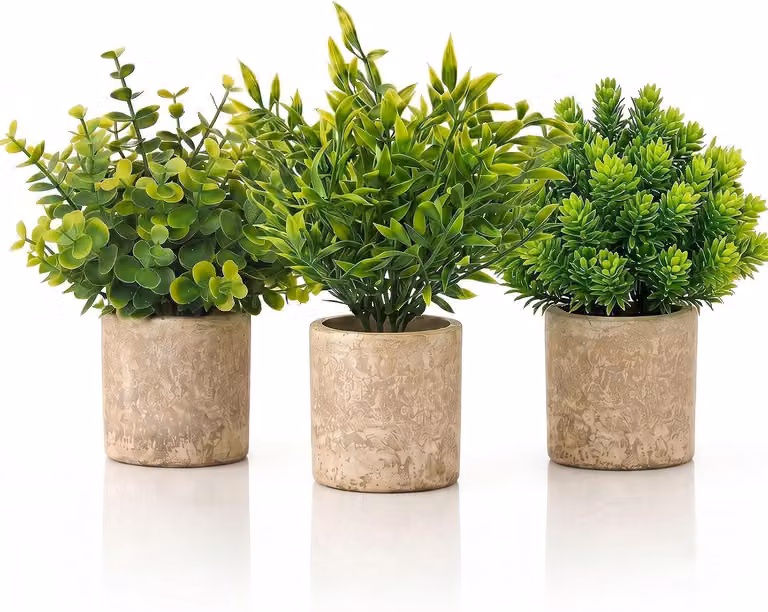 Pianta artificiale piccola con vaso - Ideale per l'ufficio - Non richiede manutenzione - Per interni - Verde