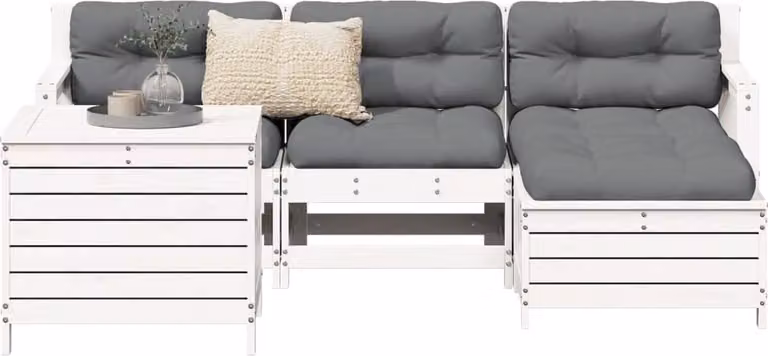Maison Exclusive - Set Salotto da Giardino 5 pz Bianco in Legno Massello di Pino