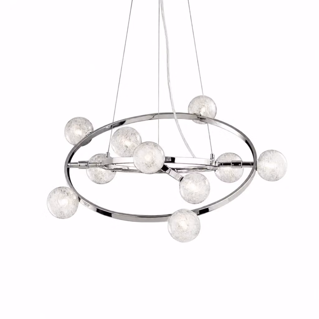 Lampada a sospensione moderna Godenzo in metallo e vetro, Argento – 2