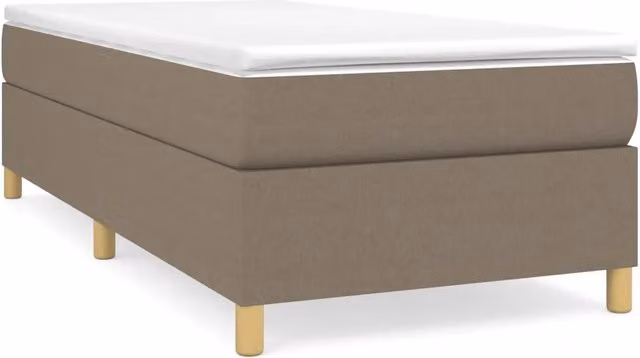 Letto singolo per adulti con struttura a rete a molle e rivestimento in tessuto beige L 80 x P 200 cm